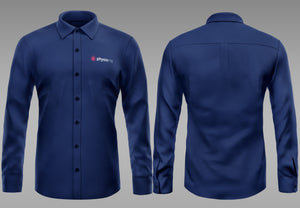 Men's Navy Blue Business Style Button-Up Shirt