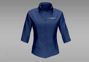 Women's Navy Blue Business Style Button-Up Shirt