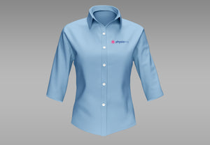 Women's Light Blue Business Style Button-Up Shirt